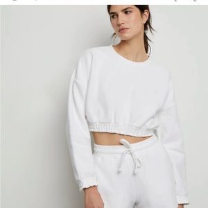 Onia Cropped White Sweatshirt, Size M